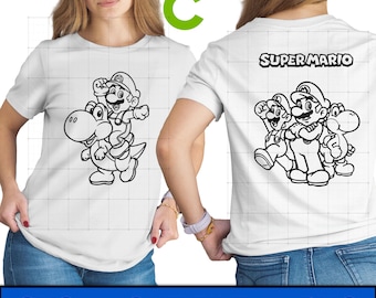 Mario Riding Yoshi SVG-paket | Gamer Cricut Cut-filer (digital nedladdning)