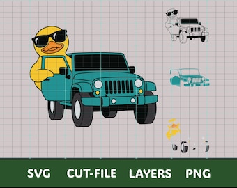 SVG-klippfil – Rubber Duck Teal Terrängåkning Lutande Ut | Flerskiktad Färg SVG-design