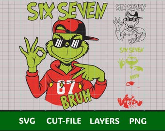 Cool Green Christmas Six Seven SVG | Plik do cięcia warstwowego świątecznego kapelusza SVG | Wielokolorowy plik do cięcia dla Cricut Silhouette