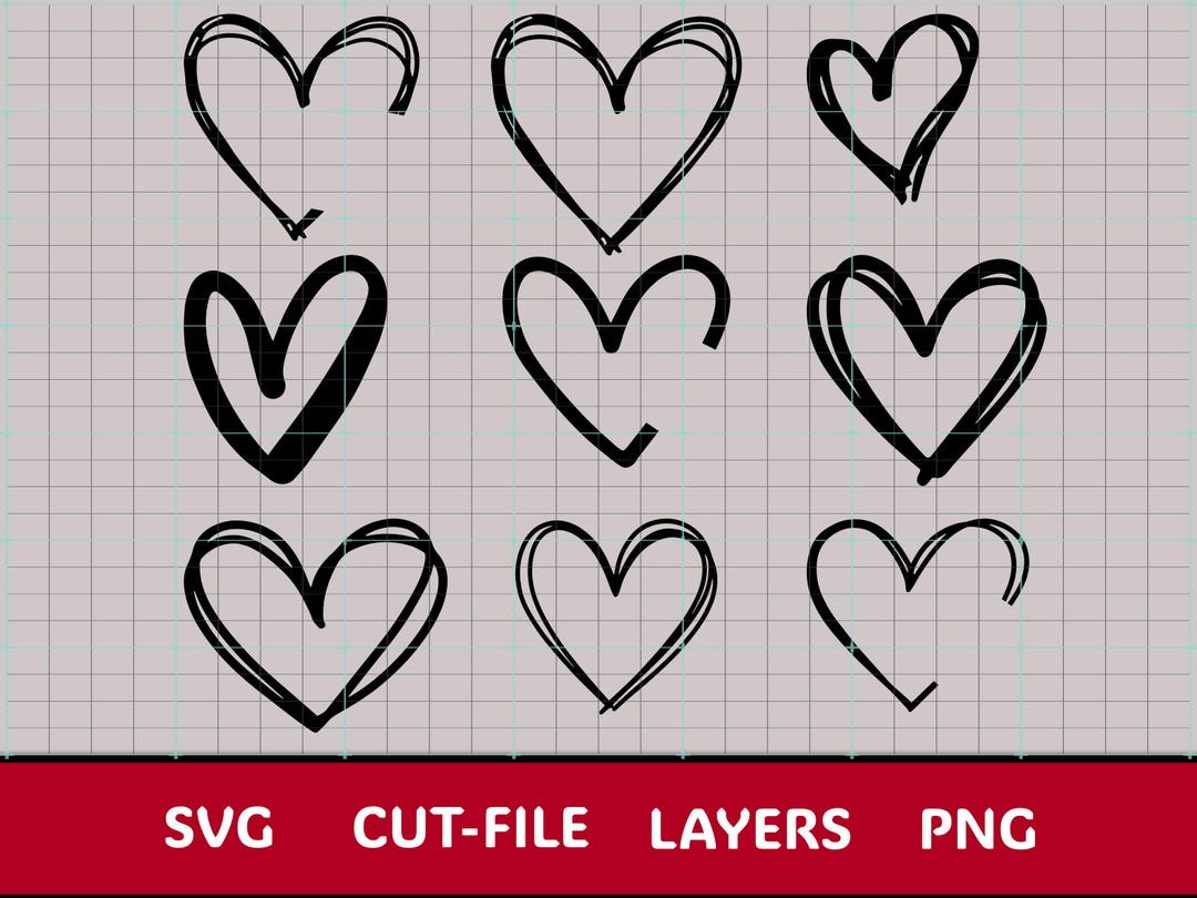 Hand-drawn Heart SVG Collection – Doodle & Open Heart Cut Files (DIY ...