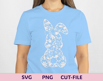 Coniglietto pasquale floreale SVG / Cricut, file di taglio Silhouette (uso commerciale)