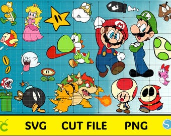 Super Mario Characters SVG Cut File Bundle (Digital Download)