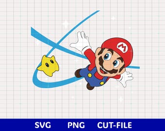 Mario Galaxy SVG | Layered SVG Cut-fil | Flerfärgad Cricut-design | Nybörjarvänlig Cut-fil | PNG ingår | Inspirerad av rymdspel