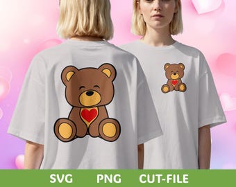 Love Bear SVG | Heart Teddy Cut File, Valentine's Day (Instant Download)
