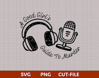 Podcast True Crime SVG / Design cuffie e microfono da detective / Amante del mistero PNG / File di taglio stile Crime Junkie / Cricut e Silhouette