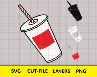 File di taglio a strati SVG per tazza di soda alla fontana / SVG per tazza di bevanda / SVG per fast food / Cricut e Silhouette / Livelli di colore