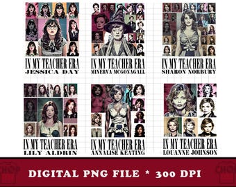Pacchetto PNG di insegnanti di cultura pop / Arte digitale nostalgica (300 DPI)