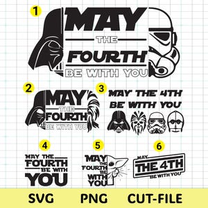 May The Fourth Be With You SVG Bundle | Star Wars Inspired SVG PNG | 6 Designs | Cricut Cut File | Silhouette | Star Wars Day Shirt Design