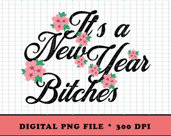 Nyårsblommor PNG | Kursiv sublimeringsdesign (omedelbar nedladdning)