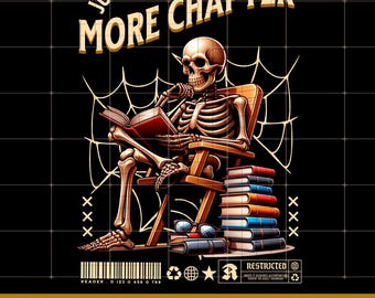 Skeleton Reading PNG: Gothic Book Stack Art (Digital Download)