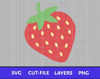 Simple Strawberry SVG Cut File | Layered Strawberry PNG | Cricut & Silhouette | Colored Layers | Instant Digital Download