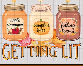 Getting Lit Fall PNG: Candle Clipart - Pumpkin Spice Autumn (Digital Download)