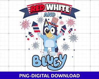Immagine PNG a sublimazione rossa, bianca e blu / Design a cartone animato blu per il 4 luglio / Download digitale patriottico per il Giorno dell'Indipendenza / File PNG di alta qualità