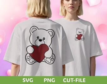 Teddy Bear with Heart SVG | Baby Shower Cut File (Digital Download)