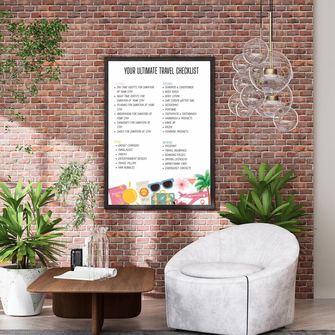 Ultimate Travel Checklist Printable | Vacation Packing List | Instant ...