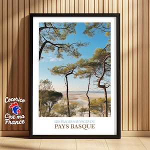 Basque Country Travel Print - Ocean Pines Forest - Coastal Nature Art