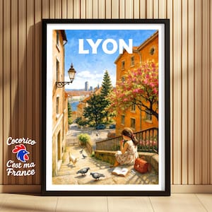 Lyon Travel Poster - Vintage France Print - French Travel Poster - Lyon Wall Decor