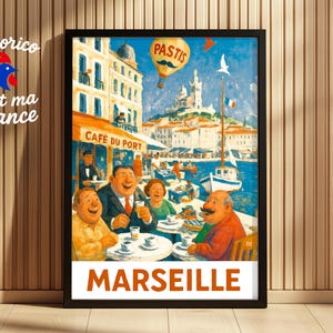 Le Café du Port et son pastis à Marseille • Affiche MARS576-5