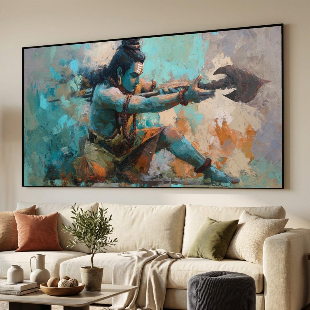 Lord Shiva Abstract Painting Canvas, Hindu God Wall Art, Spiritual Art ...