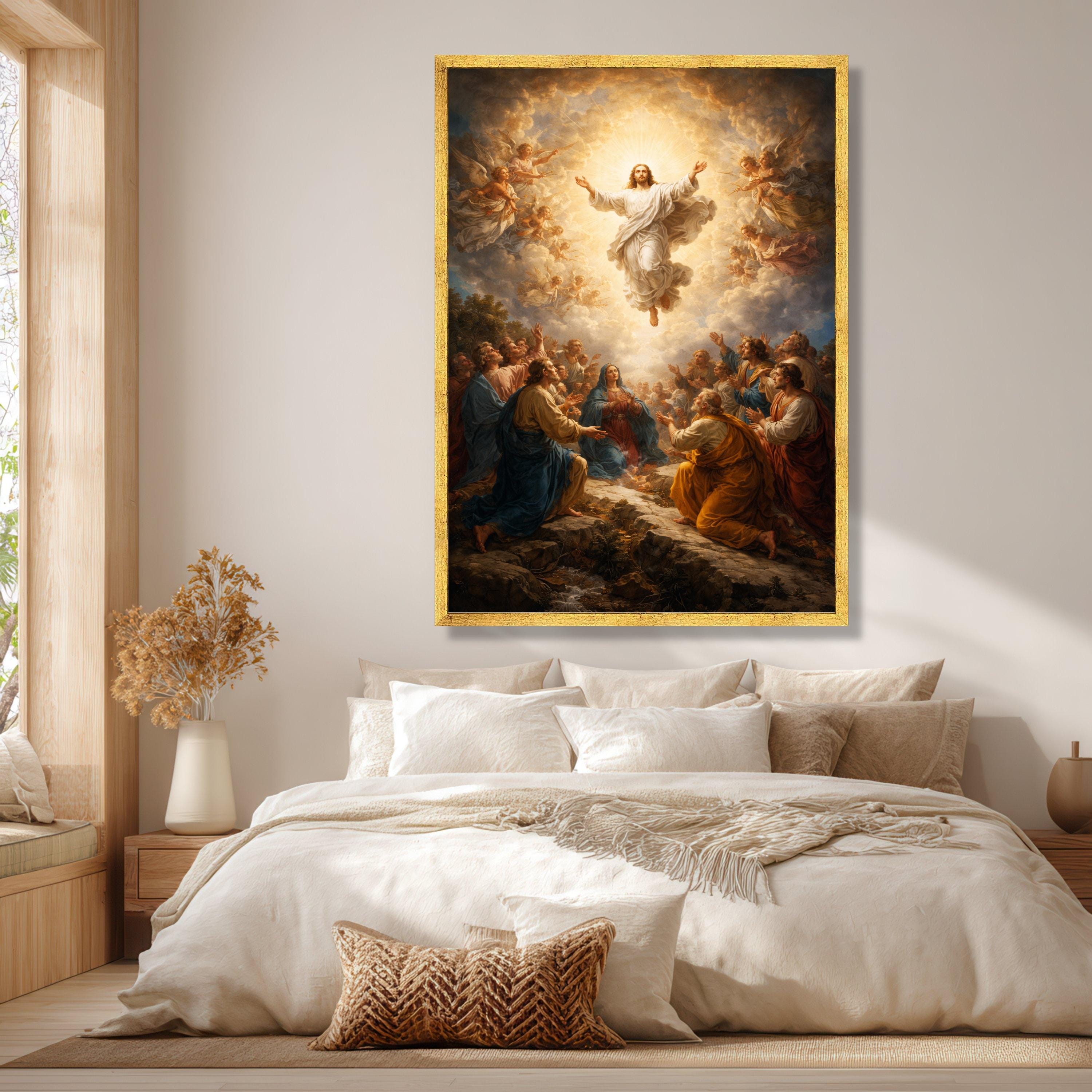 Angelic Robe Jesus Ascension of Jesus Christ Canvas Wall Art, Religious Christian Painting ...