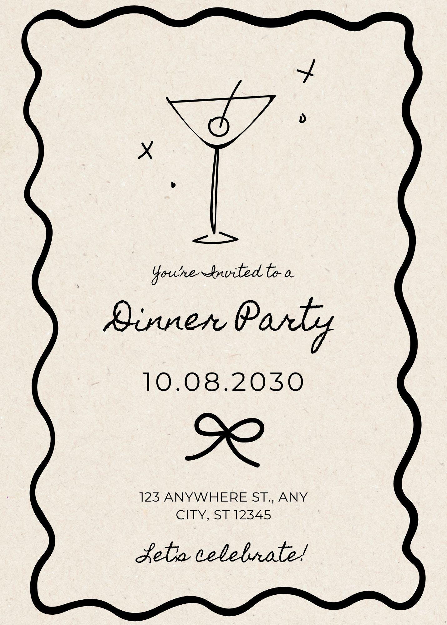 Creamy Vintage Dinner Party Invitation