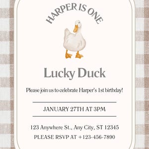 One Lucky Duck birthday invitation template