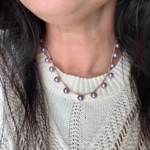 Pearl Boho Necklace / Wrap Bracelet (periwinkle)