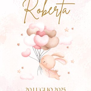 Invito Compleanno Bambina - Coniglietto Rosa Palloncini