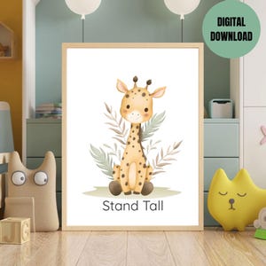 Stand Tall - Giraffe Affirmation Print - Nursery Affirmation Prints - Kids Rooms Digital Download - Baby Wall Art Gift