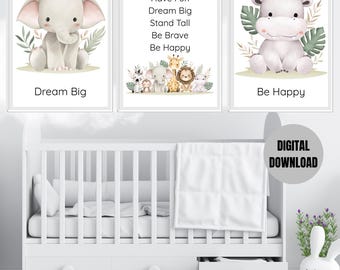 Dschungel Tier Kinderzimmer Prints: Safari Affirmationen, Kinderzimmer Dekor (Digitaler Download)