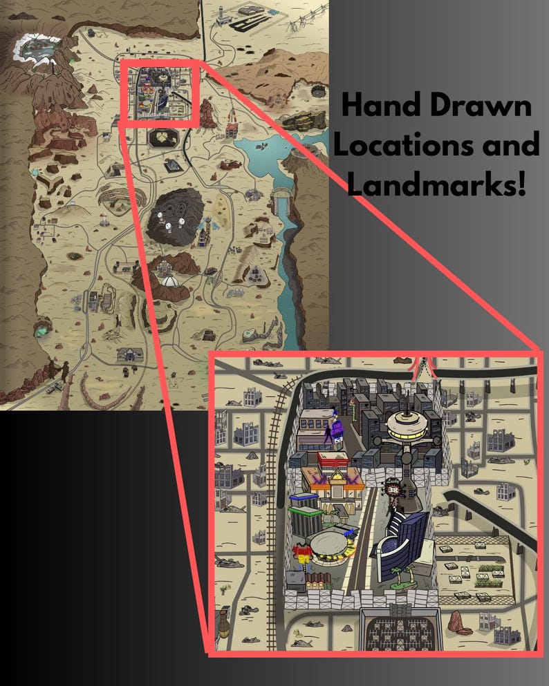 Fallout New Vegas Cartoon Map 16x20 in. image 2