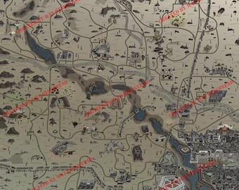 Fallout 3 Cartoon Map -- DIGITAL DOWNLOAD