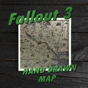 Mapa Fallout 3 w formie kreskówki – 20 x 20 cali