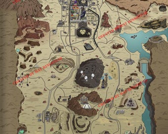 Fallout New Vegas Cartoon Map - DIGITAL DOWNLOAD