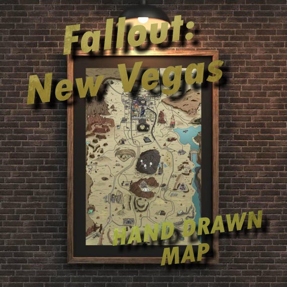 Fallout New Vegas Cartoon Map 16x20 in.