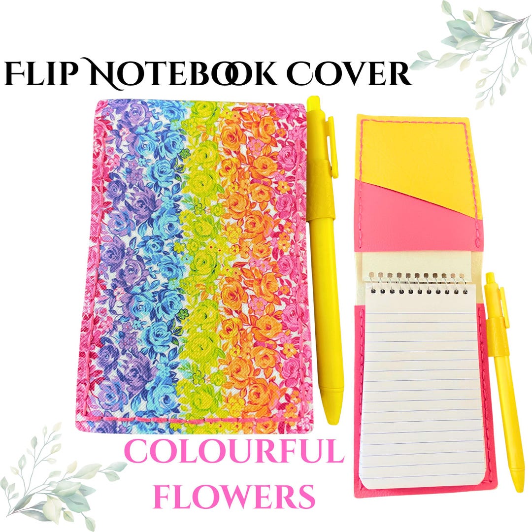 Hand Sewn Faux Leather 3x5 Flip Notebook Cover With Notebook and Pen *4 ...