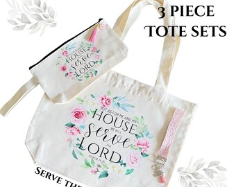 3 Piece Zipper Tote Set with Pouch and Keychain *7 options