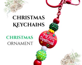 Christmas Beaded Keychains/Purse Clips