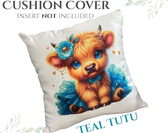 Fluffy Highland Cow Cushion Cover