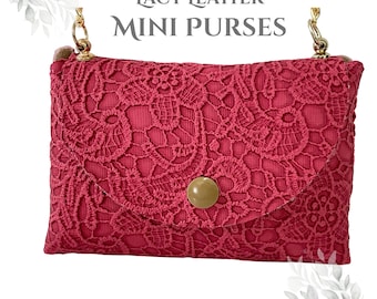 Lacy Leather Mini Purses with Shoulder Chain Strap