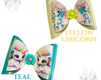 Unicorn Hair Bows 3"