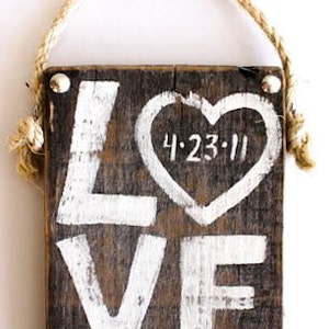Wedding Decor Love Sign Hand Painted on Reclaimed Wood with Personalized Anniversary Date Wedding Sign Beach Wedding Reception Bridal Shower