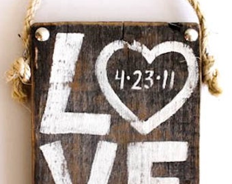 Wedding Decor Love Sign Hand Painted on Reclaimed Wood with Personalized Anniversary Date Wedding Sign Beach Wedding Reception Bridal Shower