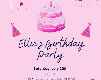 You're Invited! Little Girl Birthday Party Invitation Template