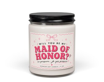 Vela perfumada em pote de cera de soja para pedido de madrinha de casamento, presente para festa de casamento