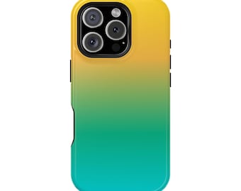 Capa para iPhone com efeito ombré verde-amarelo - Compatível com MagSafe, proteção de camada dupla