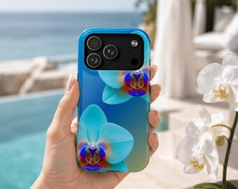 Blaue Orchidee Magnetische schlagfeste Hülle