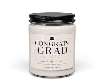 Vela de soja "Parabéns Formando", 255g, Turma de 2026, Presente para formando, Lembrança de formatura