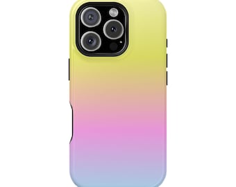 Capa para iPhone com efeito degradê: amarelo e rosa, compatível com MagSafe.
