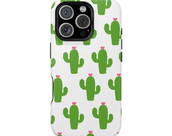 Capa magnética para celular com estampa de cacto, estética desértica verde, compatível com MagSafe.